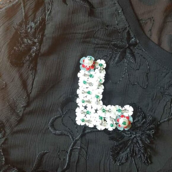 Festive Love Sequins Top Shirt Blouse Women Med Christmas Valentine's Going Out - Picture 4 of 10